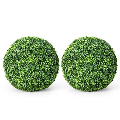 Costway 2 Pieces 19 Inch Artificial Topiary Balls Faux Boxwood Ball Plants