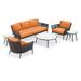 Joss & Main Archie 6 Piece Rattan Sofa Seating Group w/ Cushions Synthetic Wicker/All - Weather Wicker/Wicker/Rattan in Orange | Outdoor Furniture | Wayfair