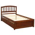 Harriet Bee Rushford Twin 2 Drawer Solid Wood Platform Bed by Truker Wood in Brown | 37.4 H x 42 W x 80 D in | Wayfair