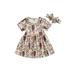 CenturyX Western Baby Girl Clothes Cow Print Short Sleeve Dress One Piece Playwear Mini Dress Headband Summer Outfits