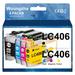 LC406Ink LC406XL Ink Cartridge Replacement for Brother LC406 xl LC 406 LC406xl to use with Brother MFC-J4335DW MFC-J6955DW MFC-J5855DW Printer (Black Cyan Magenta Yellow)