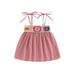 Licupiee Summer Kids Girls Dress Crochet Embroidery Sleeveless Tie-Up Spaghetti Strap Cami Dress Princess Bohemian Beach Dress