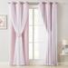 Pinewave Blackout Curtains with Sheer Overlay Mix and Match Double Layer for Girls Pink Room Grommet Top 37 Wx95 L 2 Panels