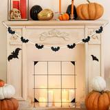 2 Pack Halloween Decorations Indoor/Outdoor Wood Halloween Felt Bats Bead Garland Banner for Halloween Decor Farmhouse Halloween Decorations for Fireplace Mantle Walls