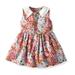 Funicet Toddler Girl Summer Dresses Sleeveless Vintage Floral Princess Button Down Pleated Tank Dresses