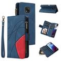 Motorola MOTO G Power 2021 Case Wallet Cover Zipper Poket Nine Card Slot PU Leather Magnetic Clasp Kickstand Compatible with Motorola MOTO G Power 2021 Case - Blue