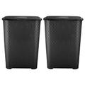 𝐒𝐞𝐭 𝐎𝐟 𝟐 - 65L Litre Plastic Laundry Basket with Lid and Handle Drop All Basket Clothes Washing Bin Storage Hamper Organizer Basket Perfect For Bathroom, Bedroom. (Black)