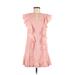 Roz & Ali Casual Dress - A-Line Keyhole Short sleeves: Pink Polka Dots Dresses - Women's Size Medium