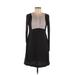 Simply Vera Vera Wang Casual Dress - Mini Crew Neck Long sleeves: Black Print Dresses - Women's Size Small