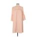 NANETTE Nanette Lepore Casual Dress - Shift Crew Neck 3/4 sleeves: Pink Print Dresses - Women's Size 4