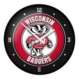 Black Wisconsin Badgers Modern Disc Wall Clock