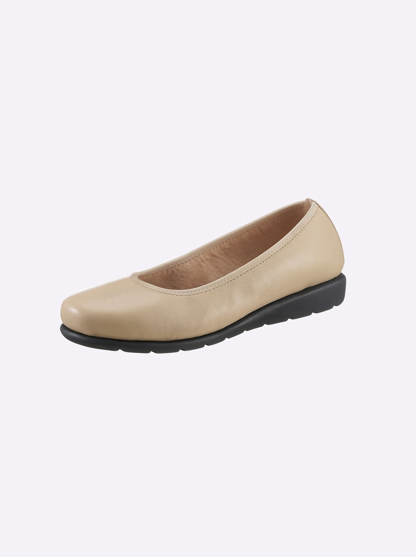 Ballerina CLASSIC BASICS, Damen, Gr. 37, beige, Glattleder, Basic, Schuhe Ballerina