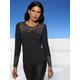 Spitzenshirt HEINE "Spitzen-Shirt" Gr. 38, schwarz Damen Shirts Jersey