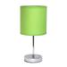 11.81" Traditional Petite Metal Stick Bedside Table Desk Lamp in Chrome with Fabric Drum Shade for End Table