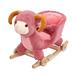 Toddler Rocking Horse Wooden Plush Rocking Chair 2 in 1 Rocker and Stroller Kids Ride On Toys, Pink Sheep