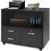 Filing Cabinet Printer Stand Mobile Lateral File Cabinet w/ 3 Drawers & 1 Open Storage Shelves for Home Office Organization