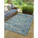 Allstar Rugs 5 0 x 6 11 Dark Cyan Modern Abstract Themed Polypropylene Outdoor Rug with a Ivory Crooked Diamond Mesh Pattern Design and Light Mocha Accents. Flatweave in Turkey.