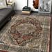 Allstar Rugs 9 2 x 12 6 Red Traditional Persian Themed Polypropylene Area Rug with a Mocha Heriz Design and Blue Accents. Machine-Made in Egypt.