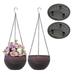 BLUESON 2Pcs Hanging Plant Basket Outdoors Hanging Flower Pots With Drainage Self Watering Hanging Planters Large Brown