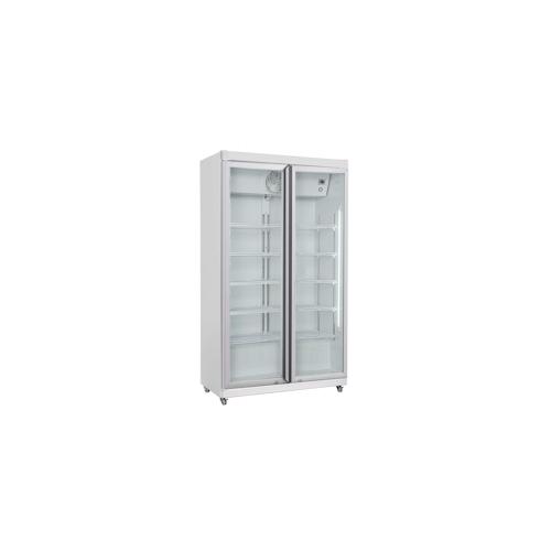 Mobiler Kühlschrank mit 2 Glastüren Getränkekühlschrank Gastro 785 L +1/10°C ISO 45 mm Weiß