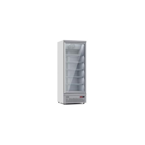 Mobiler Kühlschrank mit 1 Glastür Getränkekühlschrank Gastro 600 L 0/10°C ISO 45 mm Weiß