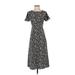 Bobeau Casual Dress - A-Line Crew Neck Short sleeves: Black Animal Print Dresses - Women's Size X-Small - Print Wash