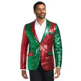 Men's Red and Green Sequin Blazer