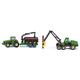 Siku 1954, John Deere Traktor mit Forstanhänger & 1652, John Deere Harvester, Forstwirtschaft, Metall/Kunststoff, 1:87, Grün, Inkl. Baumstamm, Drehbarer Kran