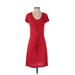 Banana Republic Casual Dress - A-Line Scoop Neck Short sleeves: Red Print Dresses - Women's Size X-Small