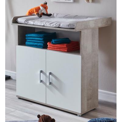 Wickelkommode LÜTTENHÜTT "Henning", weiß (platinum, oak, nachbildung, weiß, platinum, oak, nachbildung), B:88cm H:100cm T:75cm, Holzwerkstoff, Wickelkommoden
