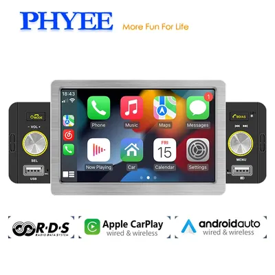 Autoradio CarPlay sans fil Android Auto Bluetooth HD MP5 RDS FM Stéréo Mains libres A2DP