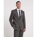 Brown Textured Check Regular Suit Jacket