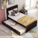 Twin Size Solid Pine Wood Platform Bed with Twin Size Trundle Bed