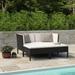 vidaXL 4 Piece Patio Lounge Set with Cushions Poly Rattan Black - 27.2" x 27.2" x 27.2"