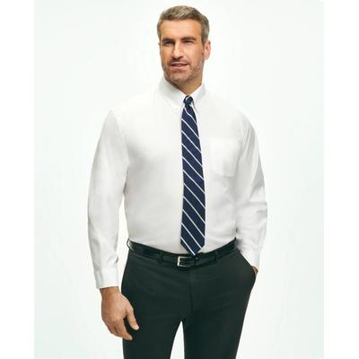 Brooks Brothers Men's Big & Tall Stretch Dress Shirt, Non-Iron Pinpoint Button-Down Collar | White | Size 16½ 32/33