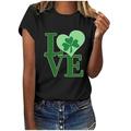 QIPOPIQ Women s Short Sleeve Crew Neck Shirts St. Patrick s Day T Shirts Ladies Shirt Shamrock Green Shirt St Patricks Day Shirts Printed Heart Loose Holiday Shirts Graphic Tees Deals