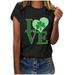 QIPOPIQ Women s Short Sleeve Crew Neck Shirts St. Patrick s Day T Shirts Ladies Shirt Shamrock Green Shirt St Patricks Day Shirts Printed Heart Loose Holiday Shirts Graphic Tees Deals