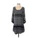 Karen Kane Casual Dress - Shift Scoop Neck 3/4 sleeves: Black Chevron/Herringbone Dresses - Women's Size X-Small
