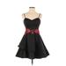 B. Smart Cocktail Dress - A-Line Sweetheart Sleeveless: Black Print Dresses - Women's Size 5