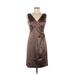 Donna Ricco Casual Dress - Sheath: Brown Solid Dresses - Women's Size 6 Petite