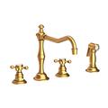 Newport Brass Chesterfield Double Handle Kitchen Faucet w/ Side Spray in Yellow | 17 W x 10.25 D in | Wayfair 943/24S