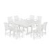 POLYWOOD® Mission 9-Piece Square Farmhouse Outdoor Dining Set w/ Trestle Legs Plastic in White | 59.38 W x 59.5 D in | Wayfair PWS2059-1-WH