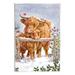 Stupell Industries Winter Cattle Cuddling Snow Scene by Pip Wilson Painting in Brown/Gray/Green | 19 H x 13 W x 0.5 D in | Wayfair aw-037_wd_13x19