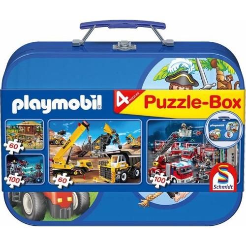 Schmidt 55599 - Playmobil: Puzzle-Box, 2 x 60/2 x 100 Teile - Schmidt Spiele