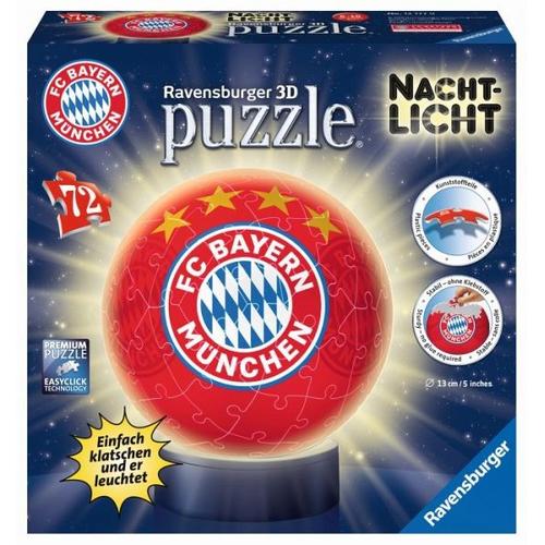 Ravensburger 12177 - FC Bayern München, Puzzleball mit Nachtlicht, 3D, 72 Teile - Ravensburger Verlag