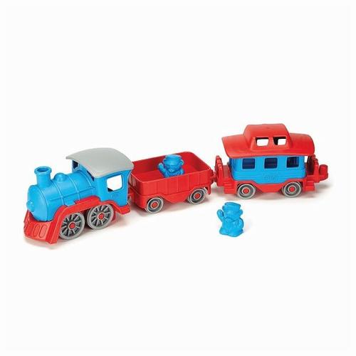 Green Toys 8601054 - Eisenbahn-Spielset, Lok mit 2 Waggons, rot-blau - Carletto Deutschland / GREENTOYS