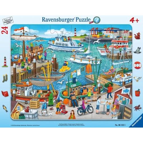 Ravensburger 06152 - Ein Tag am Hafen, Rahmenpuzzle, 24 Teile, Puzzle - Ravensburger Verlag