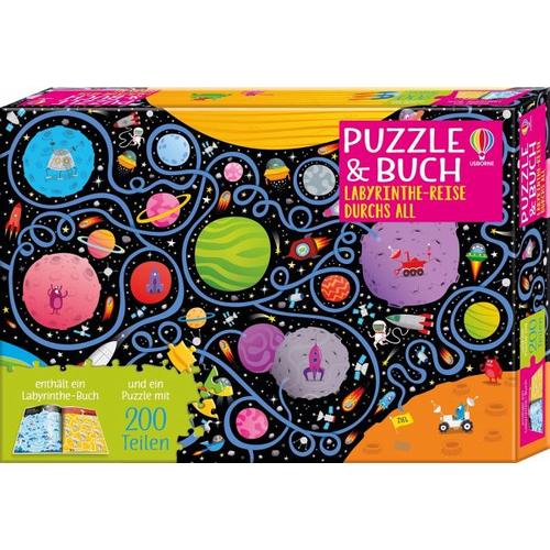 Puzzle & Buch: Labyrinthe-Reise durchs All - Usborne Verlag