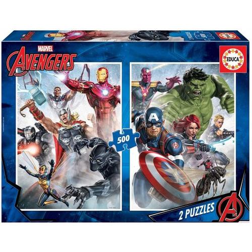 Carletto 9217994 - Educa, Marvel Avengers Superhelden, Comic-Puzzle, 2x500 Teile - Carletto