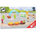 Small foot 11490 - Holzeisenbahn-Set Stadt und Land, play & fun, Spielset, Holz, 24-teilig, aufgebaut 45x59x9cm - Legler